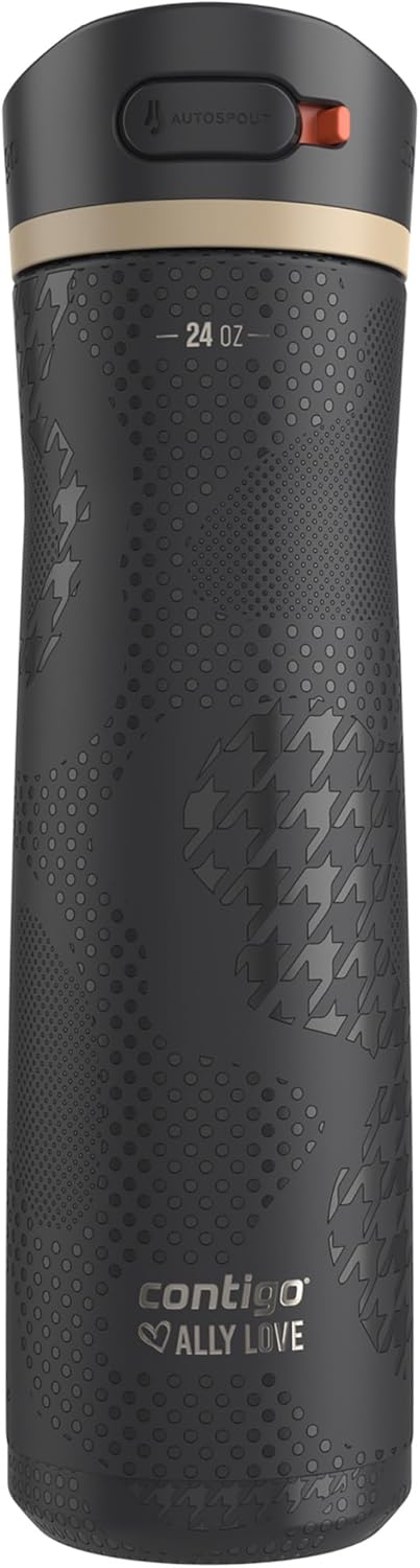 CONTIGO X ALLY LOVE ASHLAND CHILL 2.0 STAINLESS STEEL SPILL PROOF WATER BOTTLE  24 OZ BLACK