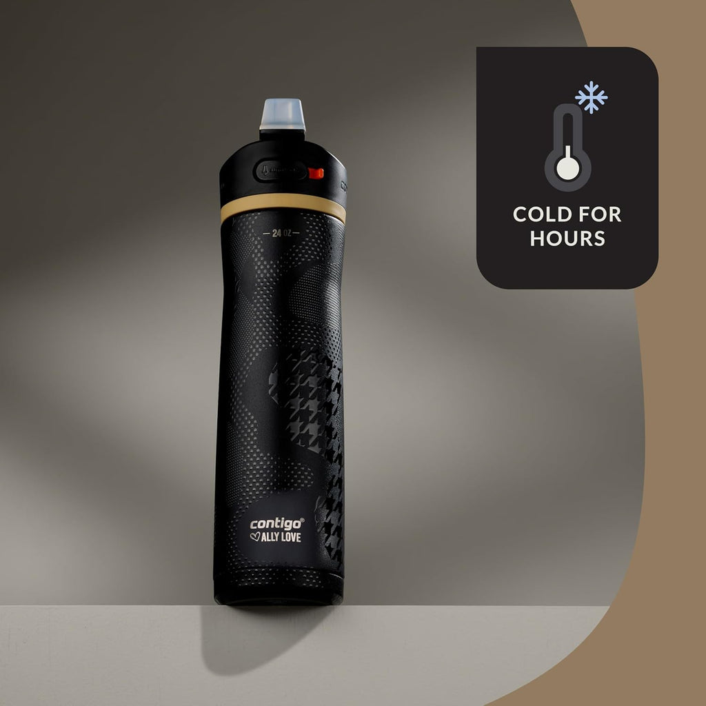 CONTIGO X ALLY LOVE ASHLAND CHILL 2.0 STAINLESS STEEL SPILL PROOF WATER BOTTLE  24 OZ BLACK