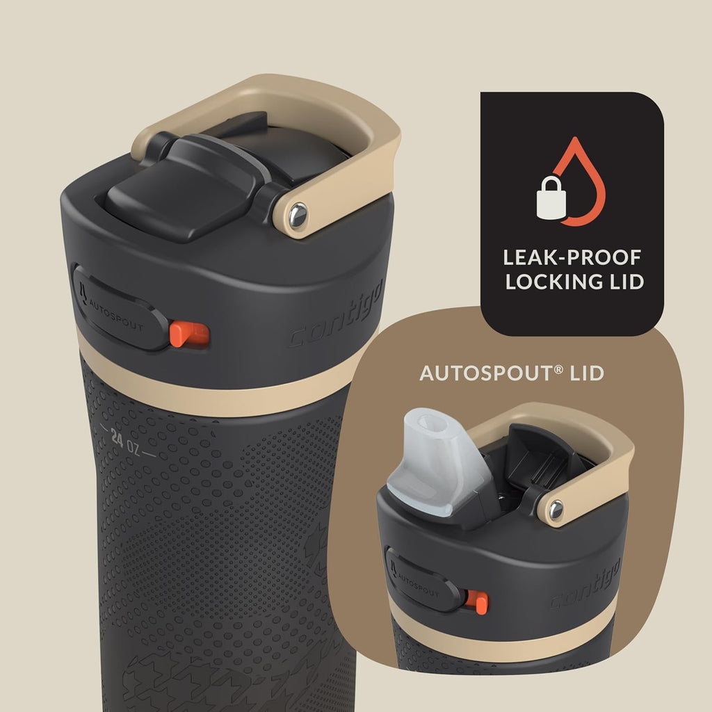 CONTIGO X ALLY LOVE ASHLAND CHILL 2.0 STAINLESS STEEL SPILL PROOF WATER BOTTLE  24 OZ BLACK