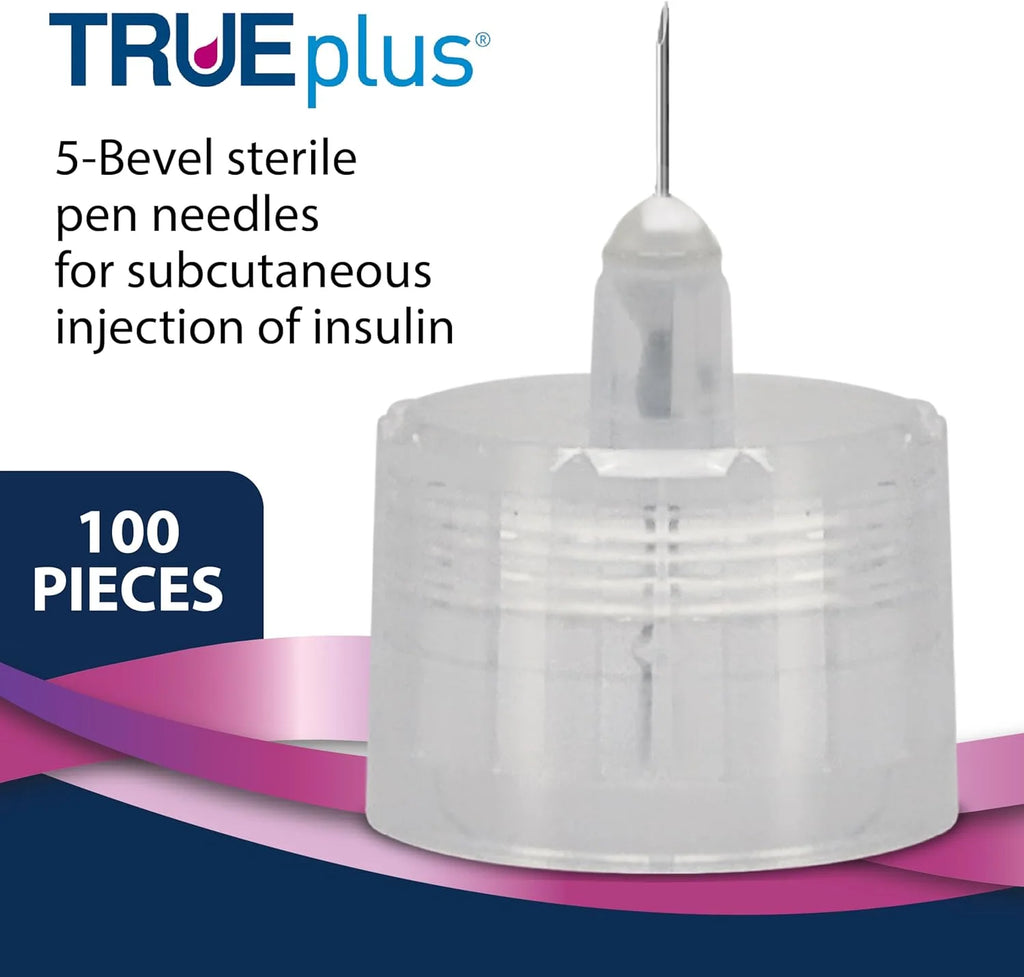 TRUE PLUS 5-BEVEL PEN NEEDLES   0.25MM X 6MM  31G X 1/4      100 CT