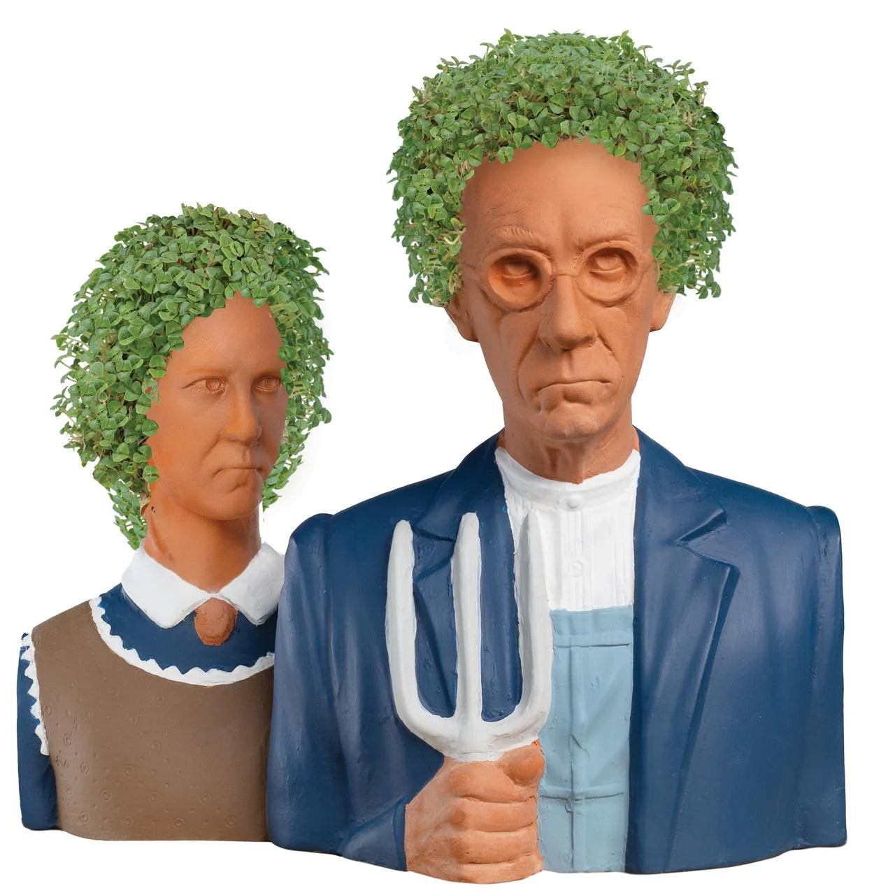 CHIA-PET   AMERICAN GOTHIC   HANDMADE  DECORATIVE PLANNTER