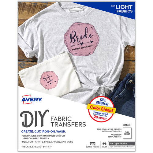 AVERY FABRIC TRANSFER   # 8938    8 1/2 X 11   INKJET