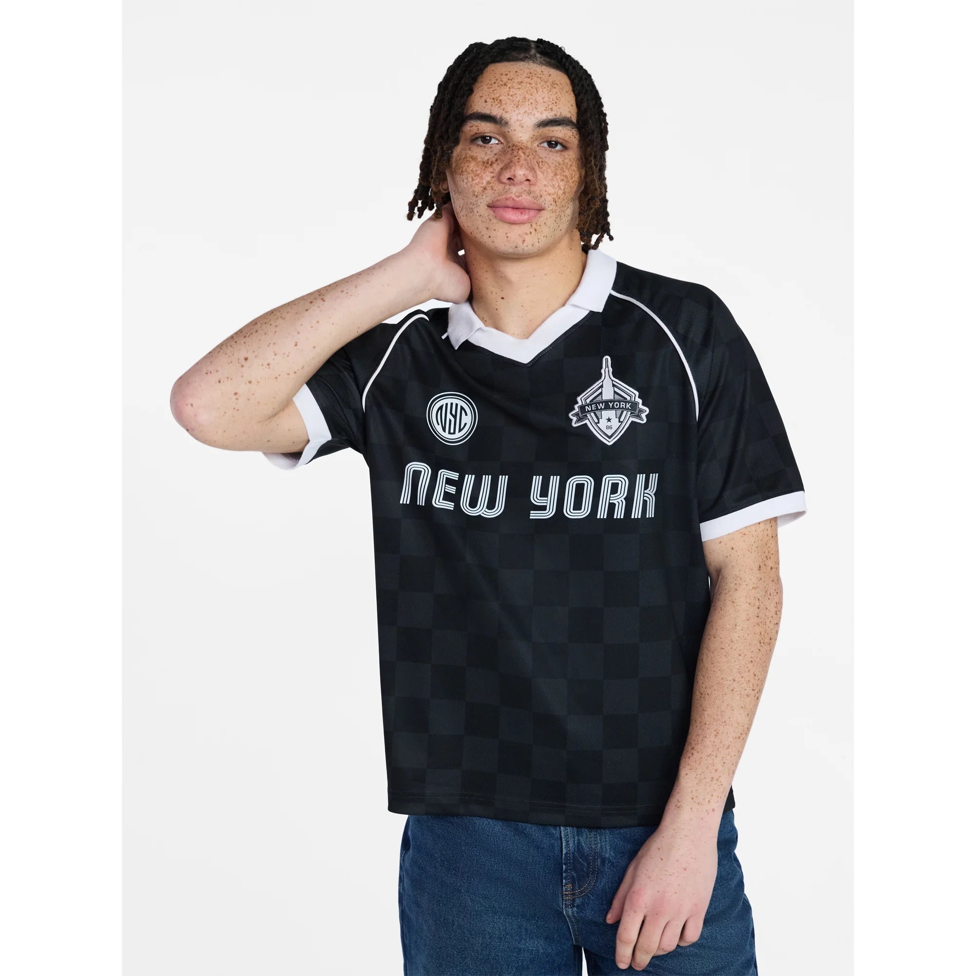 NO BOUNDARIES  SOCCER JERSEY MESH TEE WITH SHORT SLEEVES   NEW YORK   3XL