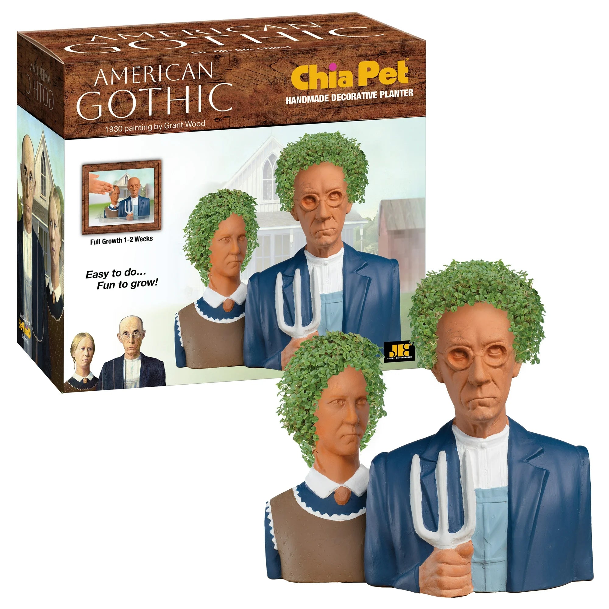 CHIA-PET   AMERICAN GOTHIC   HANDMADE  DECORATIVE PLANNTER