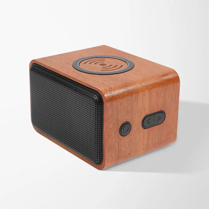WOODEN BLUETOOTH SPEAKER  WITH WIRELESS CHARGING OF CELL PHONE