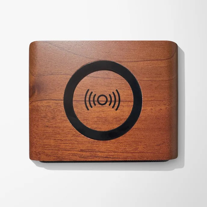 WOODEN BLUETOOTH SPEAKER  WITH WIRELESS CHARGING OF CELL PHONE