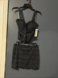 NO BOUNDARIES   2-PCS MINI SKIRT SET BLACK & WHITE FLORAL    LARGE