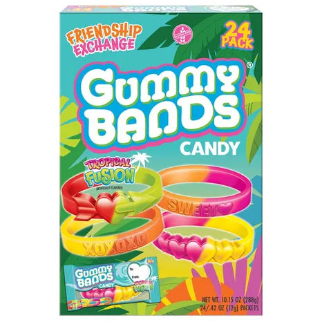 GUMMY BANDS CANDY   TROPICAL FUSION   24 PACK