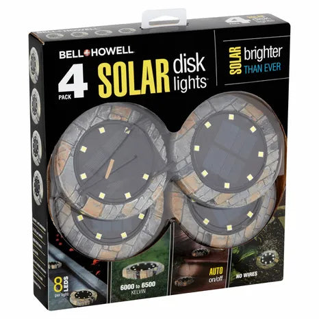 BELL + HOWELL  4 PACK SOLAR DISK LIGHTS