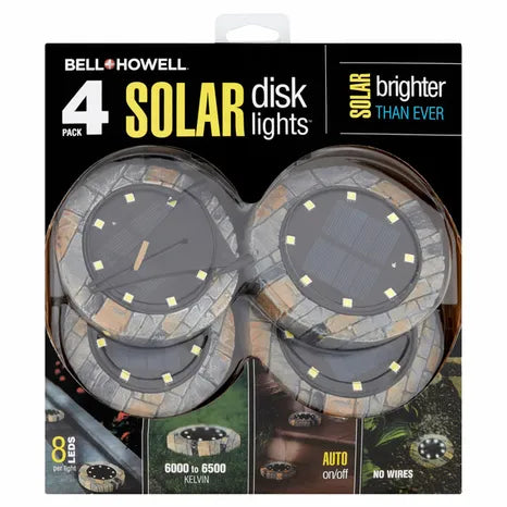 BELL + HOWELL  4 PACK SOLAR DISK LIGHTS