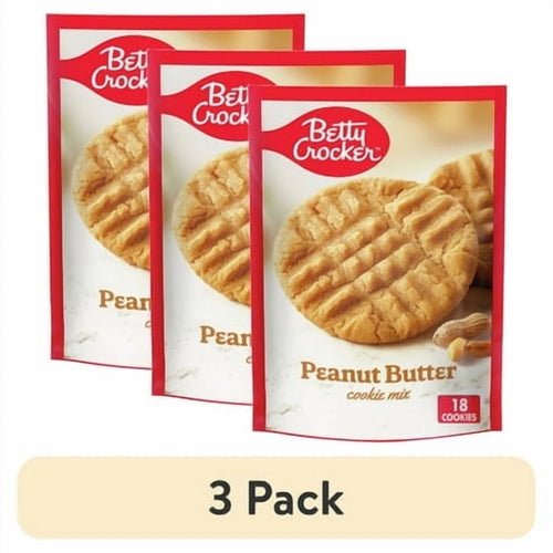 BETTY CROCKER   3 PACKS  PEANUT BUTTER COOKIE MIX   EACH PACK CONTAINS 17.5 OZ