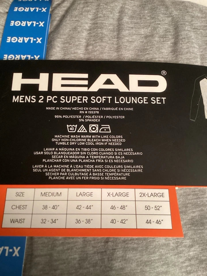 HEAD    MENS 2PC LOUNGE SET  GRAY     XL