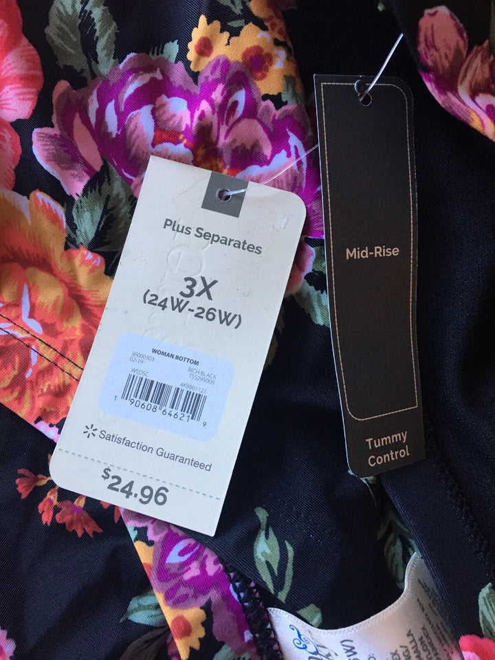 TERRA & SKY WOMENS PLUS TERRA FLORAL SWIMSUIT BOTTOM   3X  ( 24W - 26W