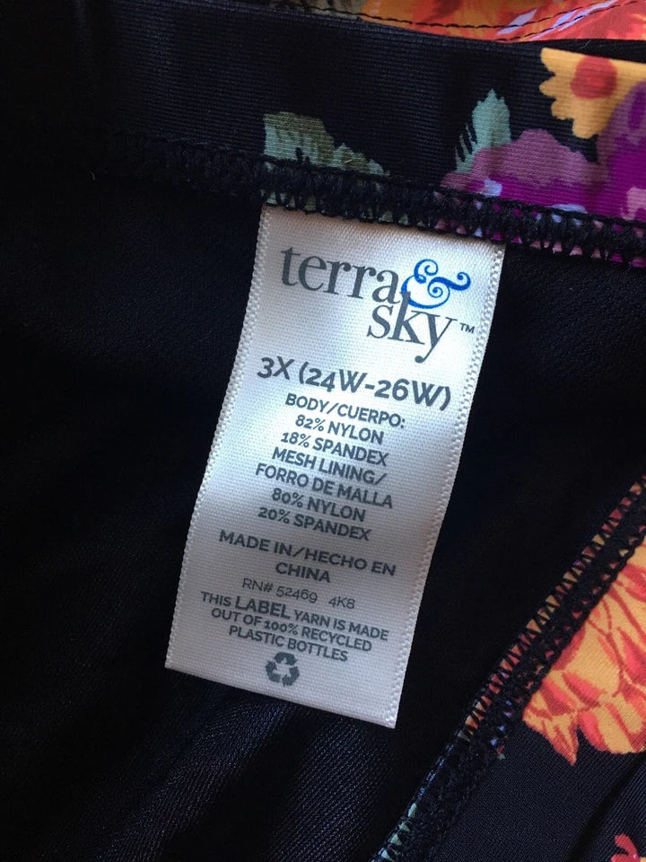 TERRA & SKY WOMENS PLUS TERRA FLORAL SWIMSUIT BOTTOM   3X  ( 24W - 26W